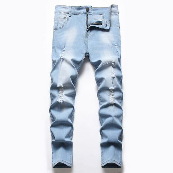 Boy's Skinny Fit Ripped Destroyed Distressed Fashion Kids Stretch Slim Jeans Pants