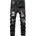 thumbnail image 1 of Boy's Skinny Fit Ripped Destroyed Distressed Fashion Kids Stretch Slim Jeans Pants, 1 of 11