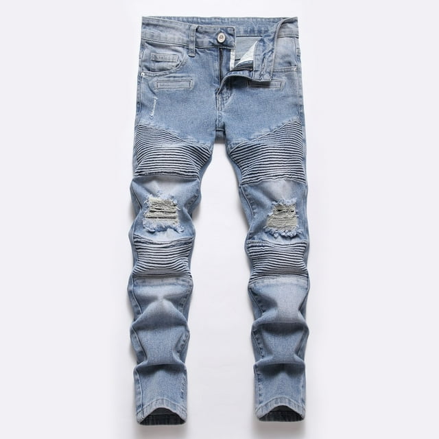 Jeans Baggy Ragazzi - Pantaloni Slim Fit Con Strapiuchi Moda