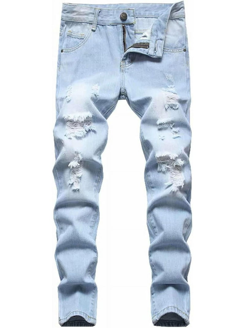 Boy's Skinny Fit Ripped Destroyed Distressed Fashion Kids Stretch
