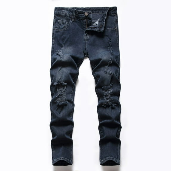 Boy's Skinny Fit Ripped Destroyed Distressed Fashion Kids Stretch Slim Jeans Pants