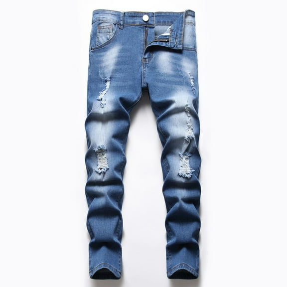 Boy's Skinny Fit Ripped Destroyed Distressed Fashion Kids Stretch Slim Jeans Pants