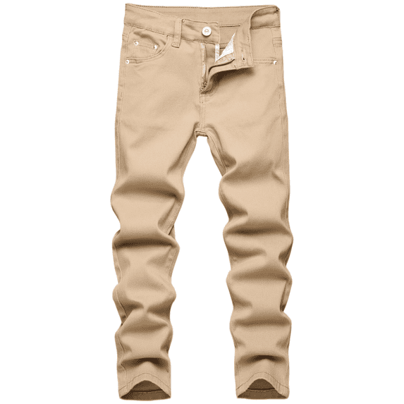 Boy's Skinny Fit Stretch Jeans Fashion Kids Denim Pants Khaki 12