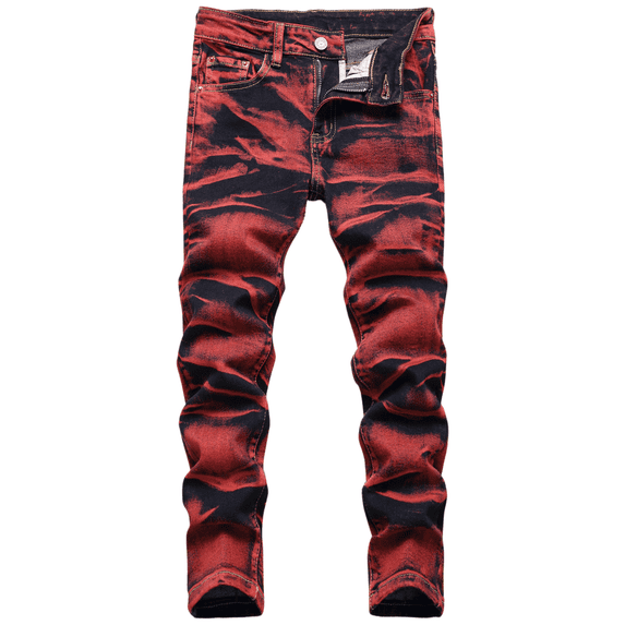 Boy's Skinny Jeans Slim Fit Stylish Washed Comfy Denim Pants Red 12
