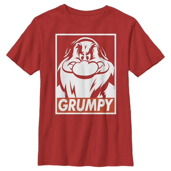 Boy's Snow White and the Seven Dwarfs Grumps Box Logo Graphic Tee Red Large