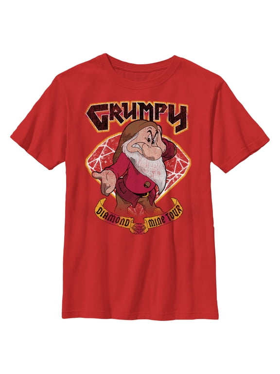 Boy's Snow White and the Seven Dwarfs Grumpy Diamond Mine Tour Graphic Tee Red Large