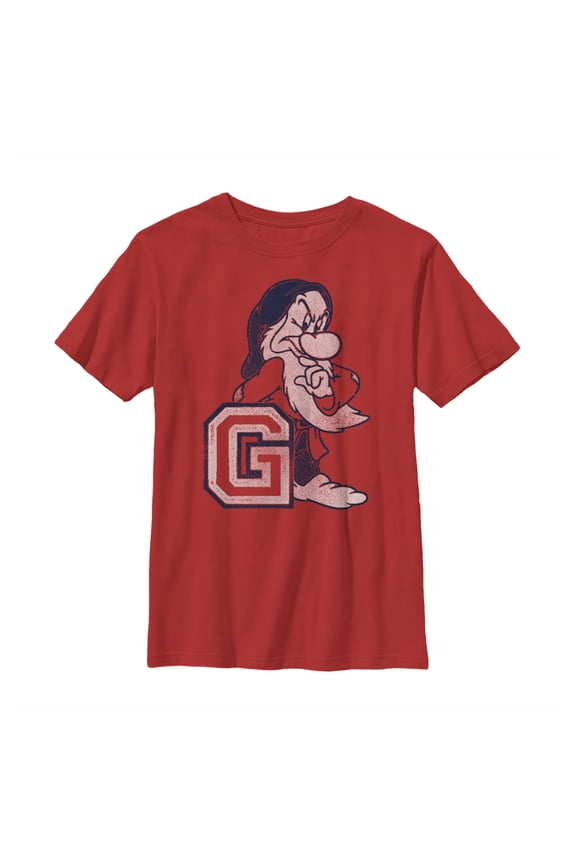 Boy's Snow White and the Seven Dwarfs Grumpy Graphic Tee Red Medium