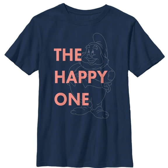Boy's Snow White and the Seven Dwarfs Happy One Graphic Tee Navy Blue Small