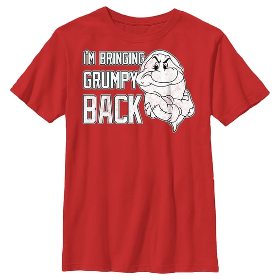 Boy's Snow White and the Seven Dwarfs I'm Bringing Grumpy Back Graphic Tee Red Large