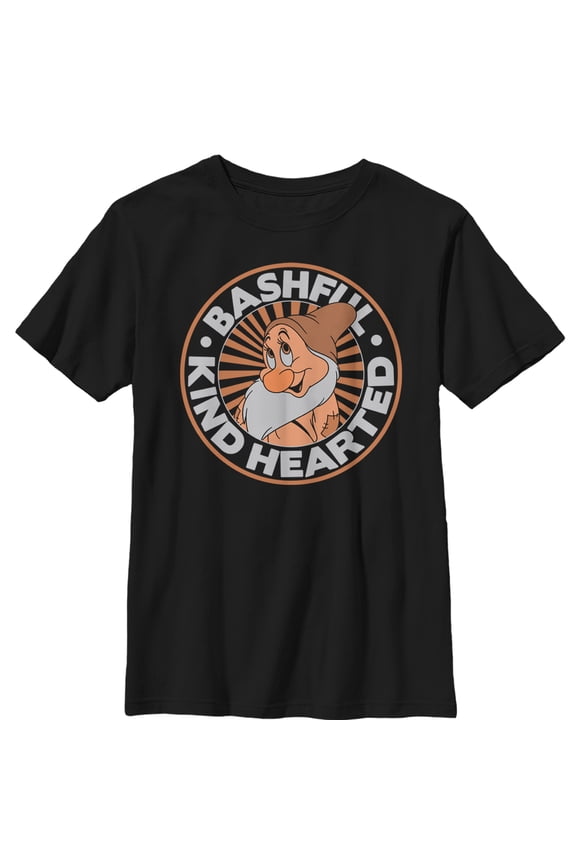 Boy's Snow White and the Seven Dwarfs Kind Bashful Graphic Tee Black Large