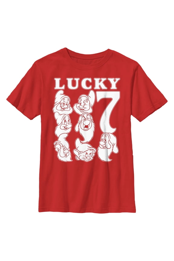 Boy's Snow White and the Seven Dwarfs Lucky Seven Graphic Tee Red Medium