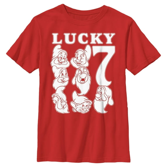 Boy's Snow White and the Seven Dwarfs Lucky Seven Graphic Tee Red X Large