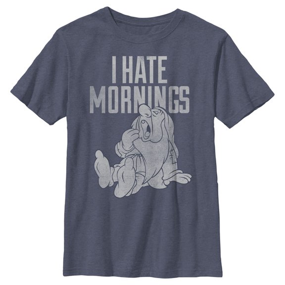 Boy's Snow White and the Seven Dwarfs Sleepy Morning Graphic Tee Navy Blue Heather X Large