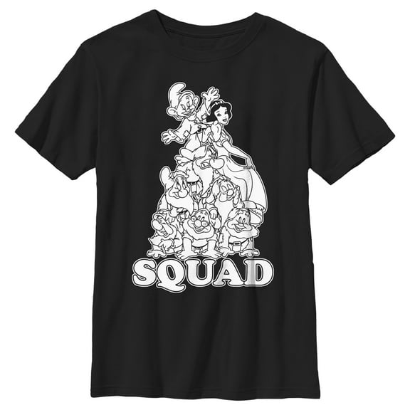 Boy's Snow White and the Seven Dwarfs Squad Goals Graphic Tee Black Small