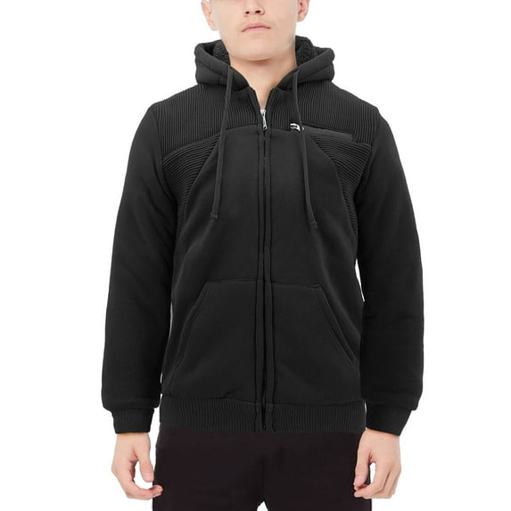 Boy’s Soft Sherpa Lined Juniors Youth Fleece Sweater Kids Zipper Hoodie Jacket (Black, XL(18) )