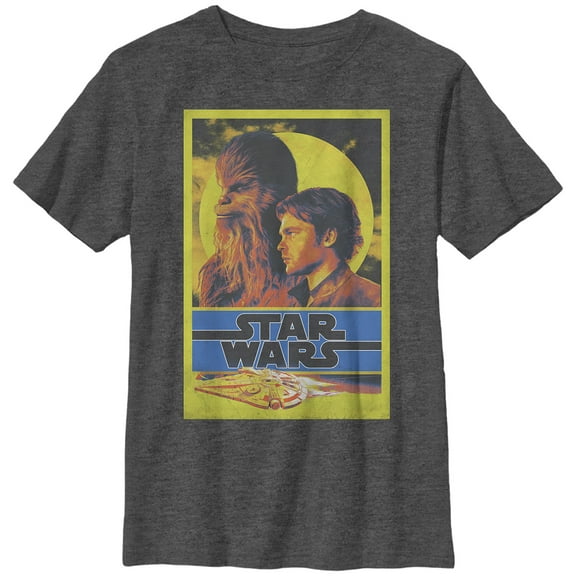 Boy's Solo: A Star Wars Story Sunset Frame  Graphic Tee Charcoal Heather X Large