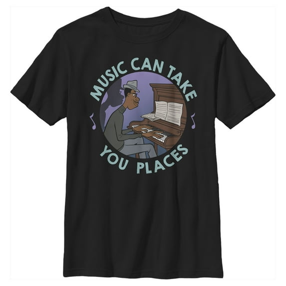 Boy's Soul Music Takes You Places Graphic Tee Black Small