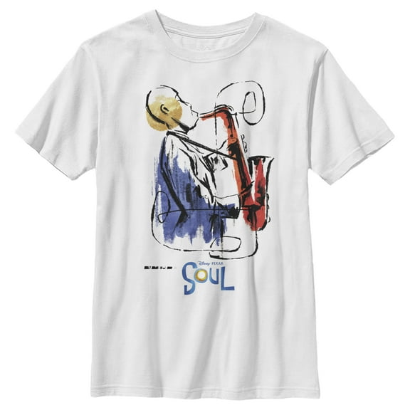 Boy's Soul Watercolor Saxophonist  Graphic Tee White Large