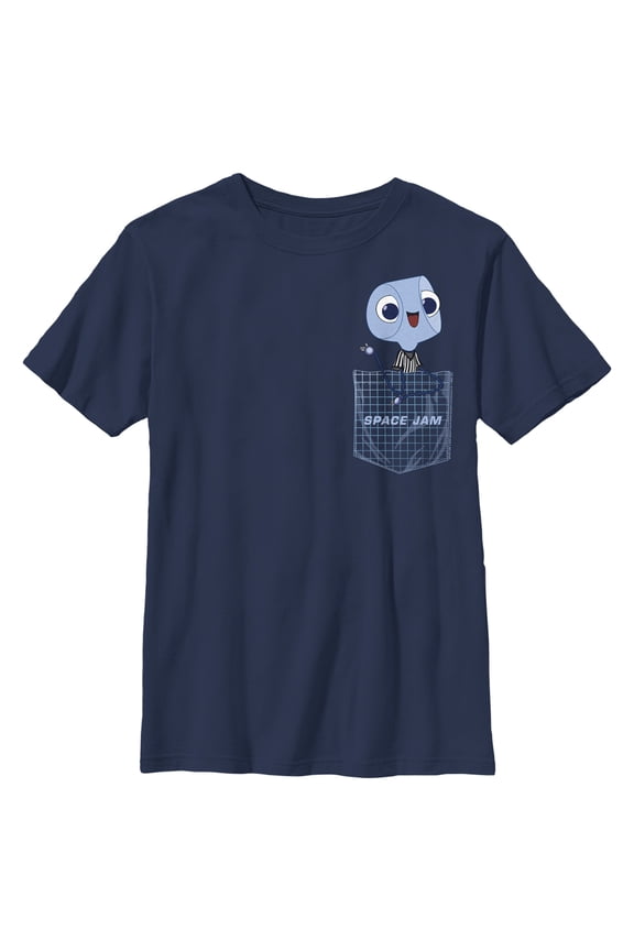 Boy's Space Jam: A New Legacy Pete Pocket Print Graphic Tee Navy Blue Small