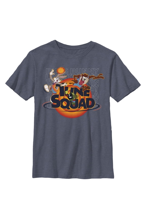 Boy's Space Jam: A New Legacy Tune Squad Classic Logo Graphic Tee Navy Blue Heather Medium
