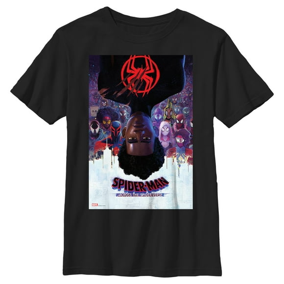 Boy's Spider-Man: Across the Spider-Verse Miles Morales Movie Poster  Graphic Tee Black X Small