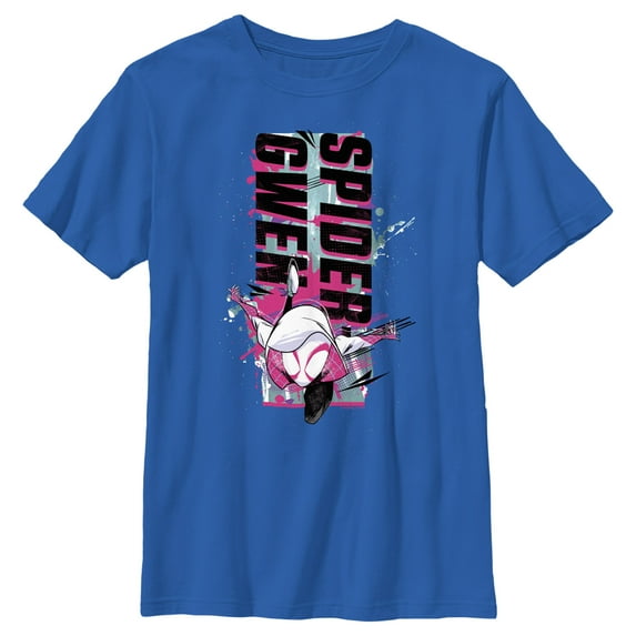 Boy's Spider-Man: Across the Spider-Verse Spider Gwen Paint Splatter Graphic Tee Royal Blue X Small