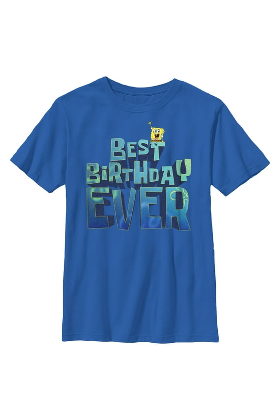 Boy's SpongeBob SquarePants Best Birthday Ever Graphic Tee Royal Blue Large