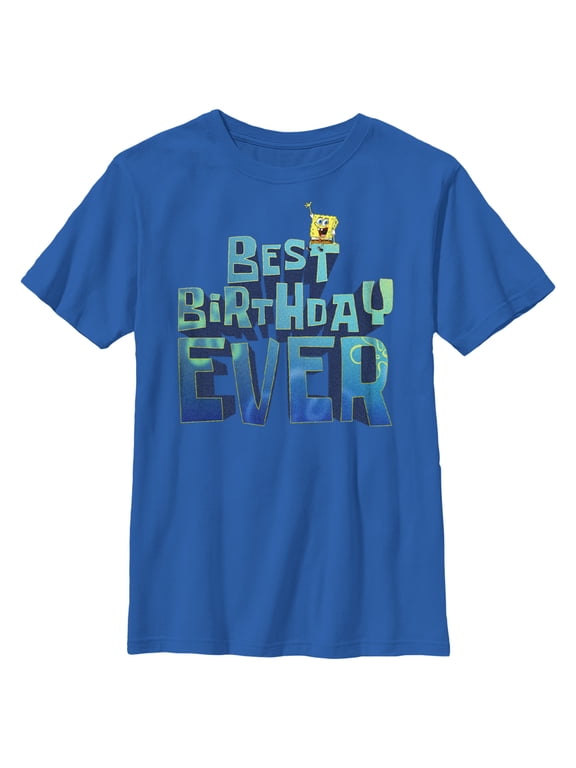 Boy's SpongeBob SquarePants Best Birthday Ever Graphic Tee Royal Blue Medium