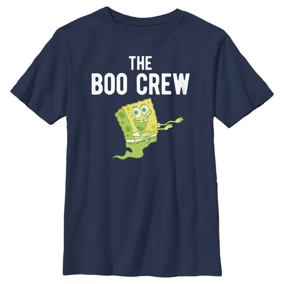 Boy's SpongeBob SquarePants Boo Crew Green Ghost Graphic Tee Navy Blue Small