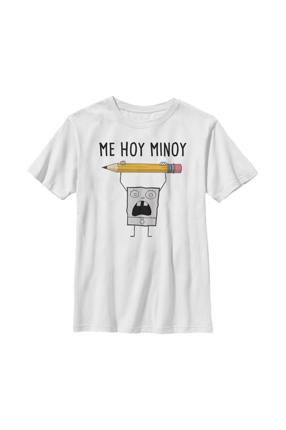 Boy's SpongeBob SquarePants DoodleBob Me Hoy Minoy Graphic Tee White Large