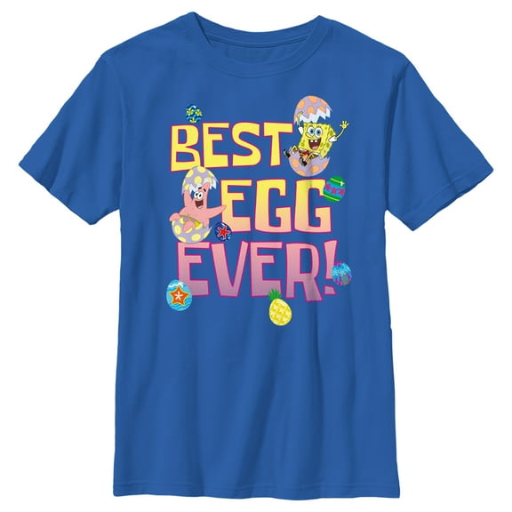 Boy's SpongeBob SquarePants Easter Best Egg Ever Friends Graphic Tee Royal Blue X Large