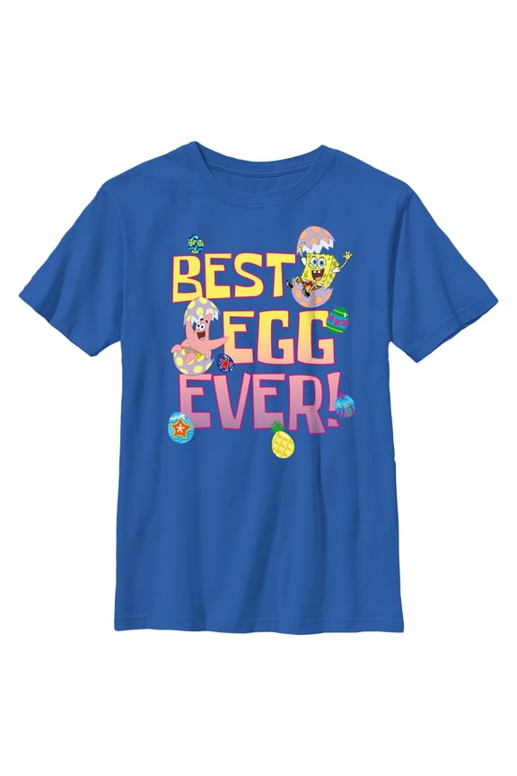 Boy's SpongeBob SquarePants Easter Best Egg Ever Friends Graphic Tee Royal Blue X Large