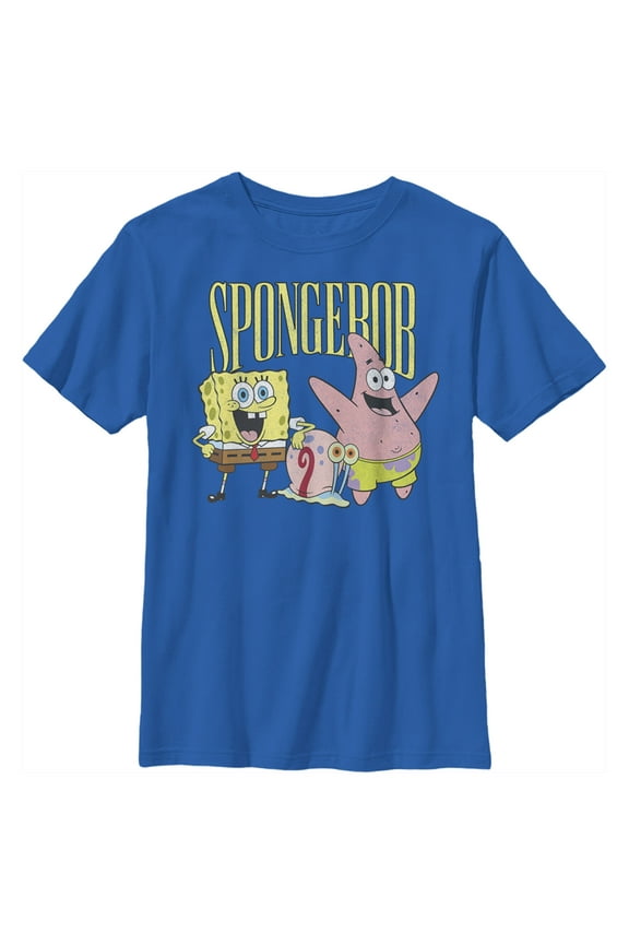 Boy's SpongeBob SquarePants Group Friends  Graphic Tee Royal Blue X Large