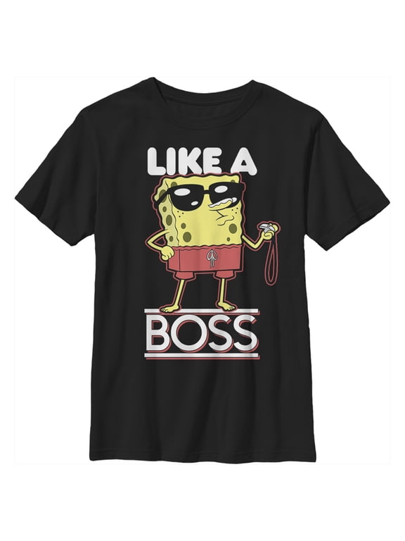 Boy's SpongeBob SquarePants Like A Boss Graphic Tee Black Medium
