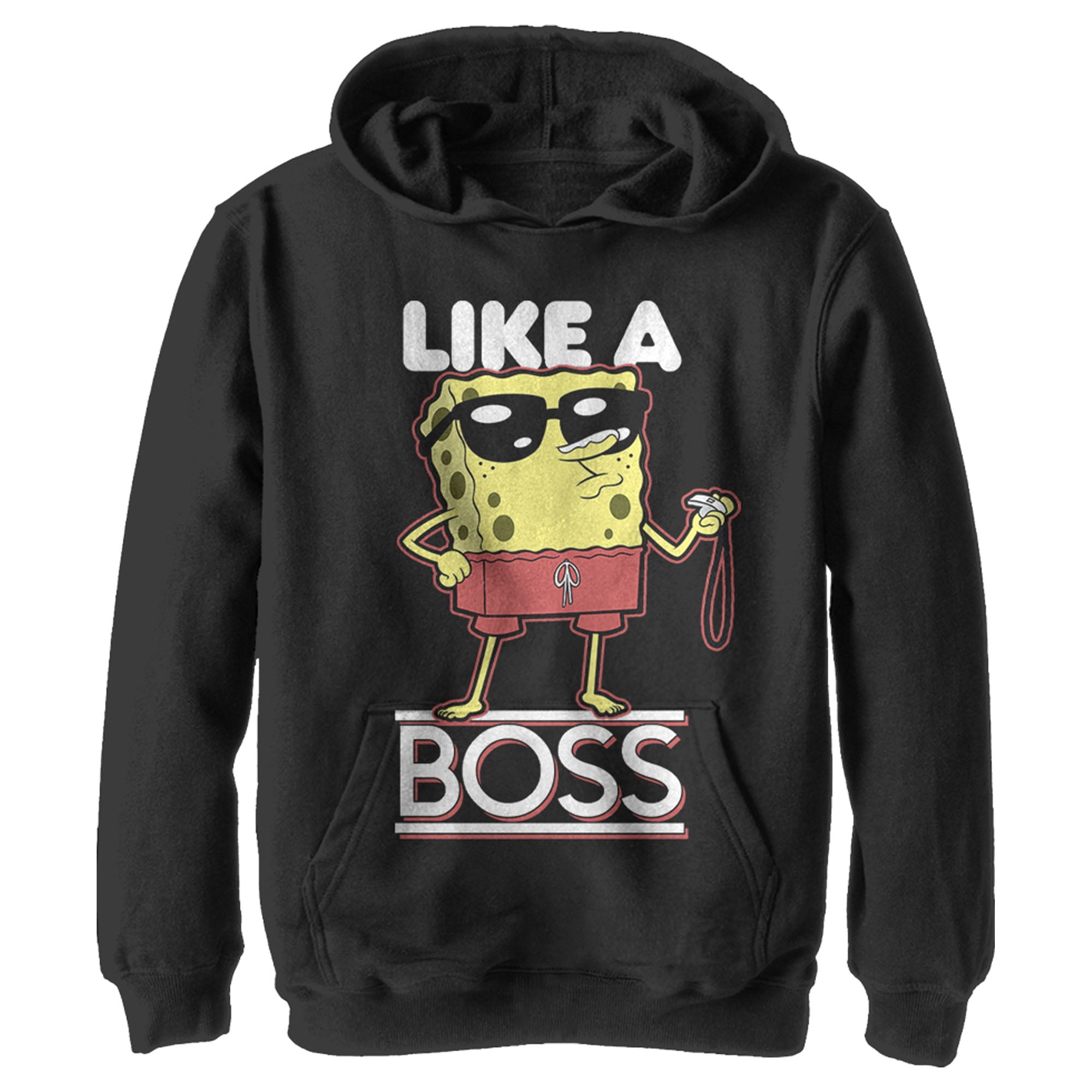 Boy's SpongeBob SquarePants Like A Boss Pull Over Hoodie Black Small ...