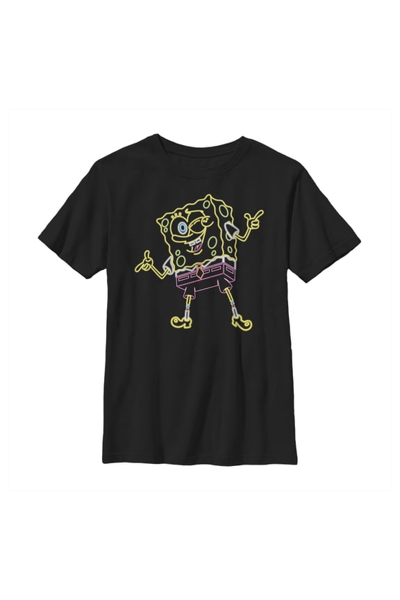 Boy's SpongeBob SquarePants Neon Attitude Graphic Tee Black X Large