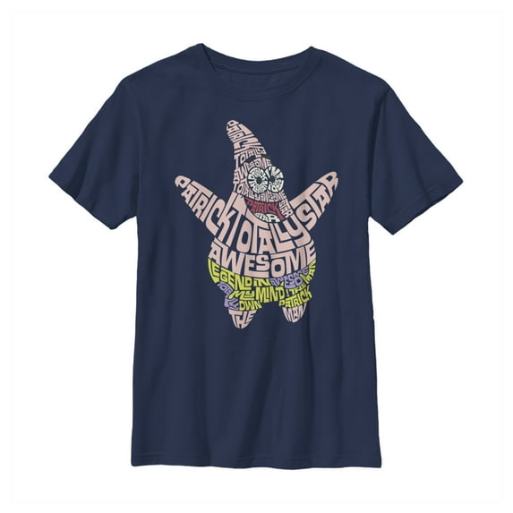 Boy's SpongeBob SquarePants Patrick Decorative Text Graphic Tee Navy Blue X Small