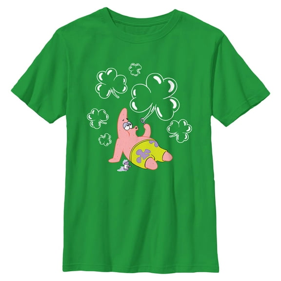 Boy's SpongeBob SquarePants Patrick Star Shamrock Bubbles  Graphic T-Shirt