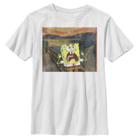 Boy's SpongeBob SquarePants Scream Painting Graphic Tee White Large