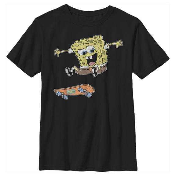 Boy's SpongeBob SquarePants Skater Bob Graphic Tee Black X Large