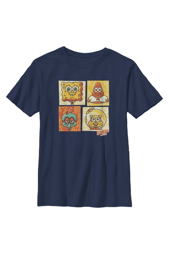 Boy's SpongeBob SquarePants Sponge on the Run Camper Panels Graphic Tee Navy Blue Large