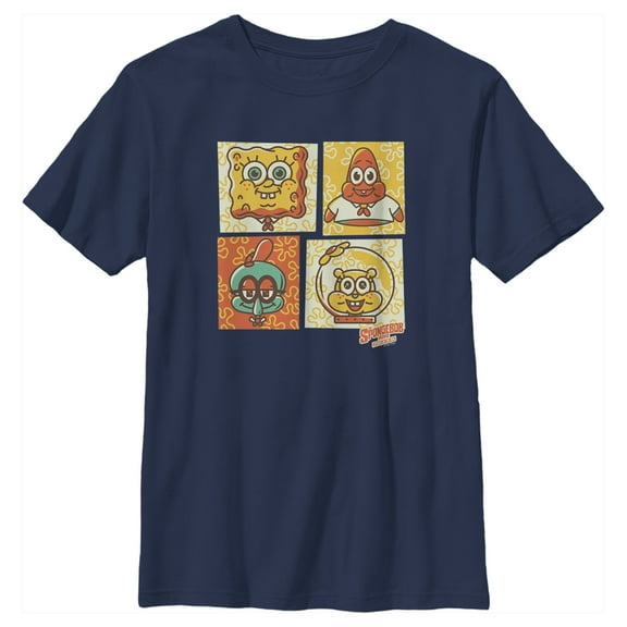 Boy's SpongeBob SquarePants Sponge on the Run Camper Panels Graphic Tee Navy Blue Small