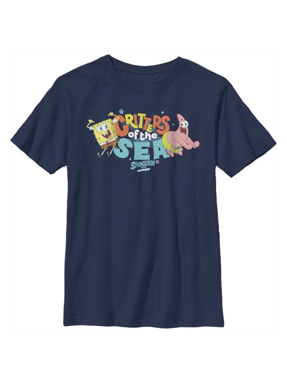 Boy's SpongeBob SquarePants Sponge on the Run Critters of the Sea Dance Graphic Tee Navy Blue Medium