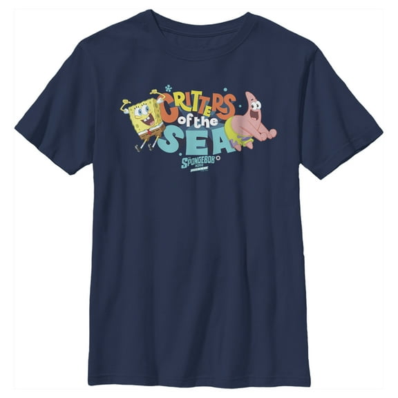 Boy's SpongeBob SquarePants Sponge on the Run Critters of the Sea Dance  Graphic Tee Navy Blue X Large