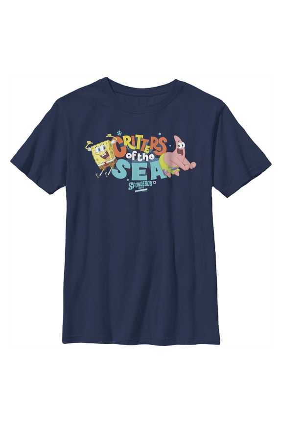 Boy's SpongeBob SquarePants Sponge on the Run Critters of the Sea Dance Graphic Tee Navy Blue X Small
