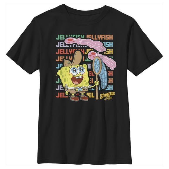 Boy's SpongeBob SquarePants Sponge on the Run Jellyfish Catcher  Graphic Tee Black Medium