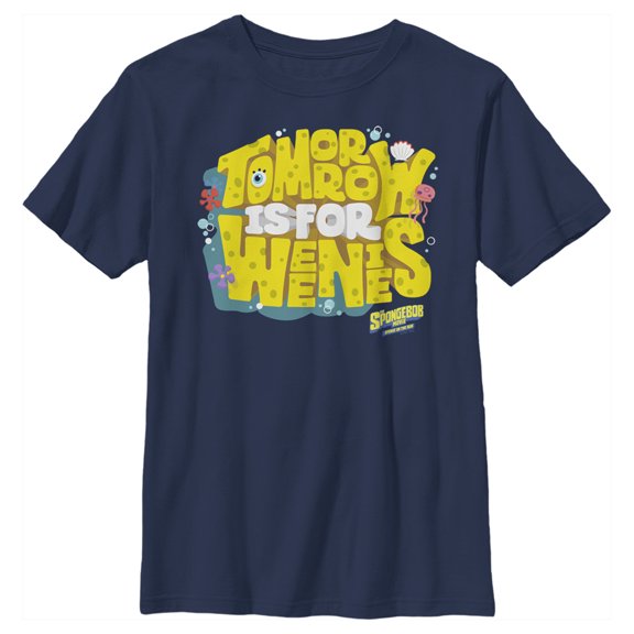 Boy's SpongeBob SquarePants Sponge on the Run Tomorrow is for Weenies Graphic Tee Navy Blue Large