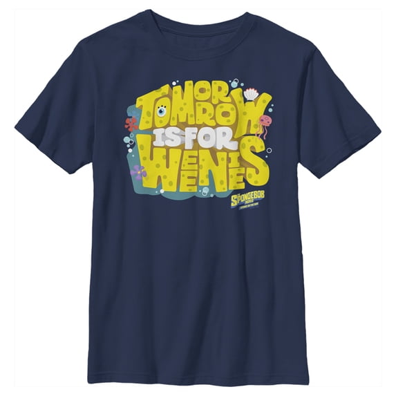 Boy's SpongeBob SquarePants Sponge on the Run Tomorrow is for Weenies Graphic Tee Navy Blue X Small