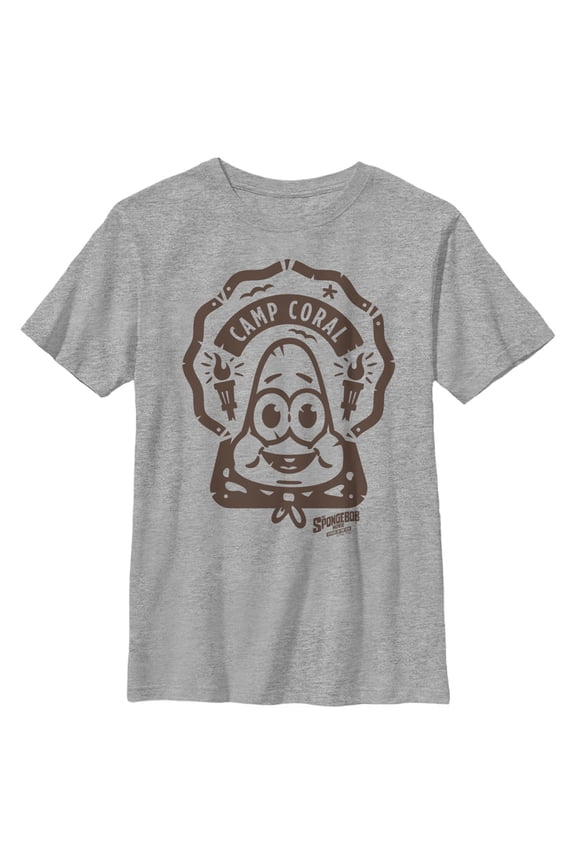 Boy's SpongeBob SquarePants Sponge on the Run Young Patrick Patch Graphic Tee Athletic Heather Medium