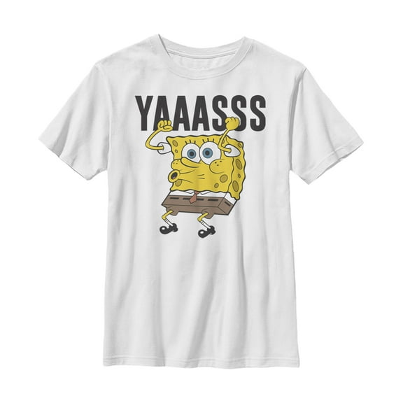 Boy's SpongeBob SquarePants Yasss Cheer  Graphic Tee White Medium